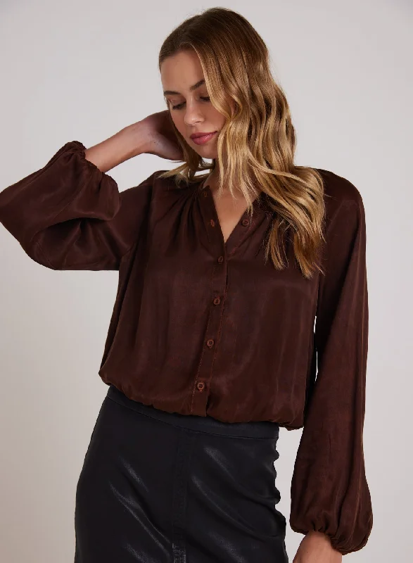 Shirred Button Front Relaxed Women's Beachy