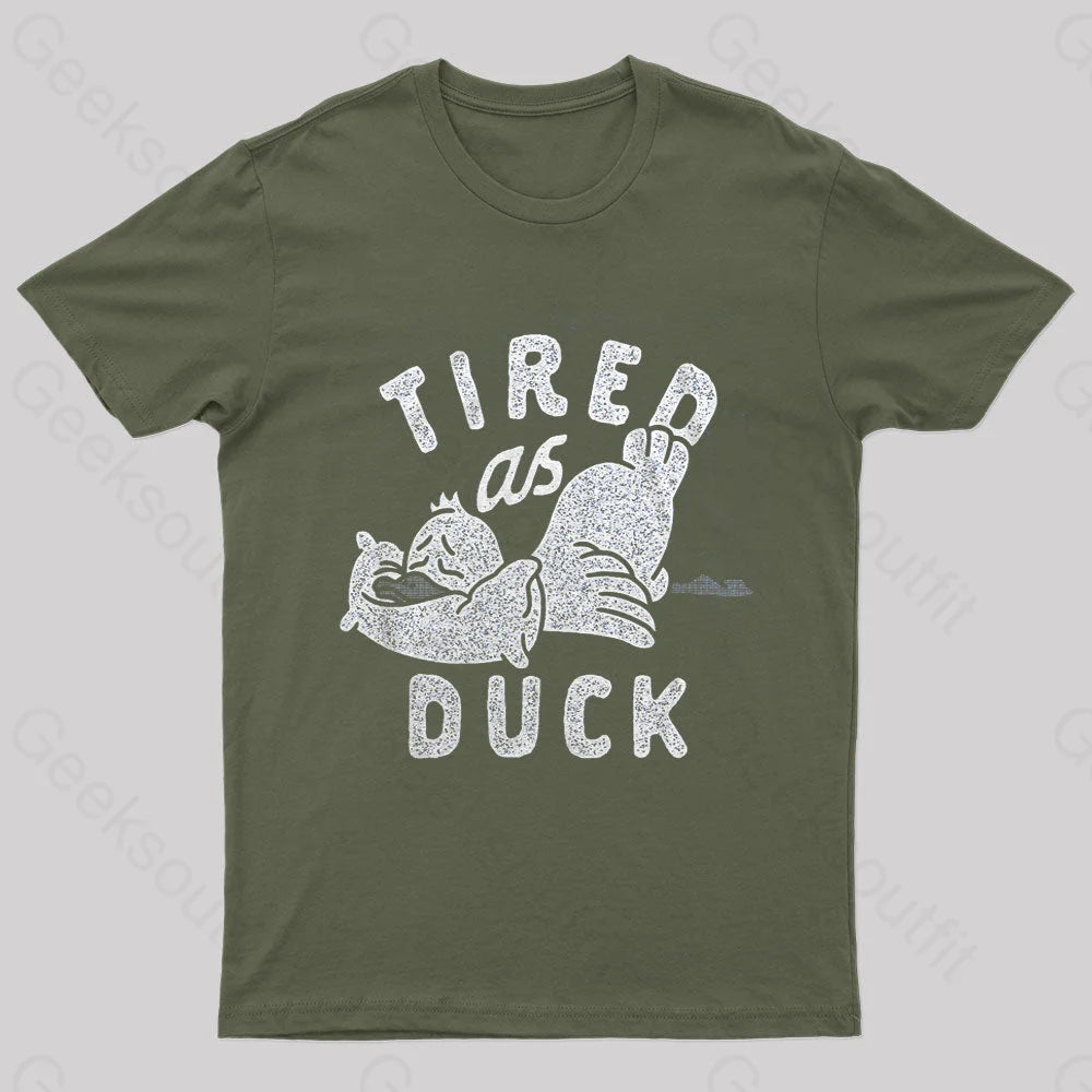 Tired As Duck Nerd T-Shirt Casual Women's Loose - fitting
