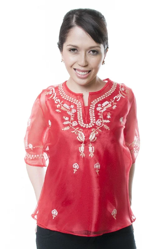 WK02 - Classic Kimona Red - Filipiniana Athletic Women's High - 