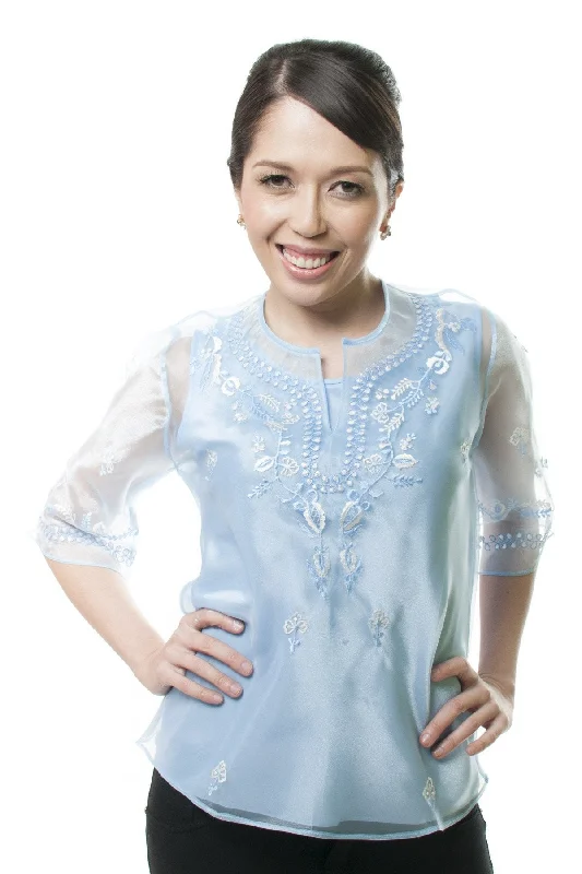 WK04 - Classic Kimona Light Blue - Filipiniana Earthy Women's 