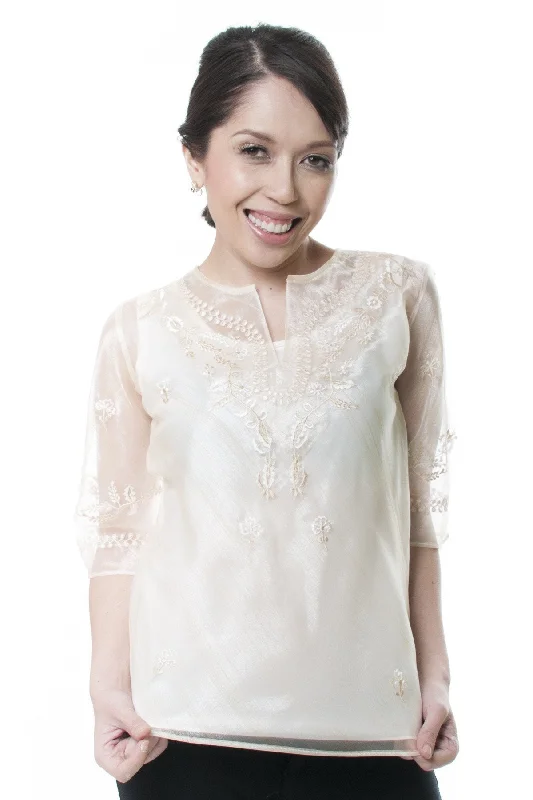 WK01 - Classic Kimona Beige - Filipiniana Modern Women's 