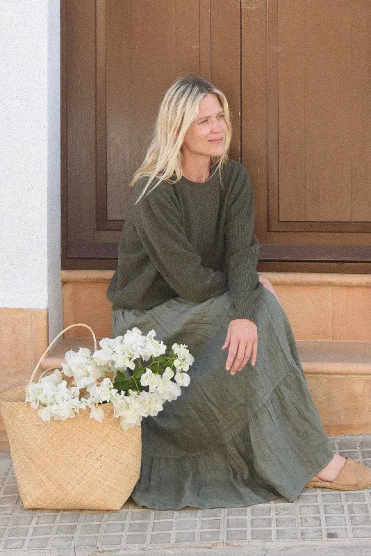 The Cashmere Maya Crew Neck // Fern Laid - back Women's Vibe