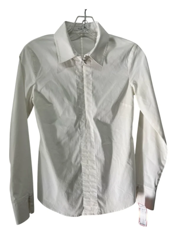 Bailey 44 Size XS White Cotton Blend Half Zip Collar Long Sleeve Top Dapper Women's 1920S Bailey 44 Size XS White Cotton Blend Half Zip Collar Long Sleeve Top Dapper Women's 1920S