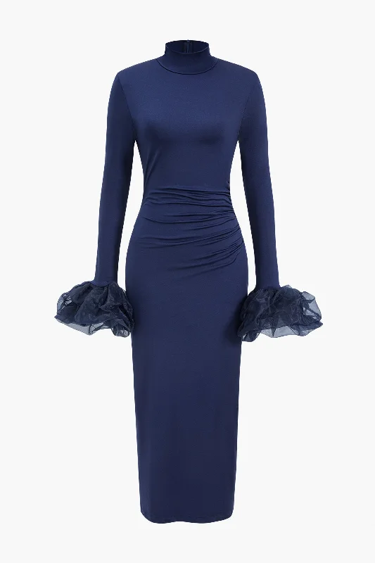 Bell Sleeve Long Sleeve Maxi Dress Business