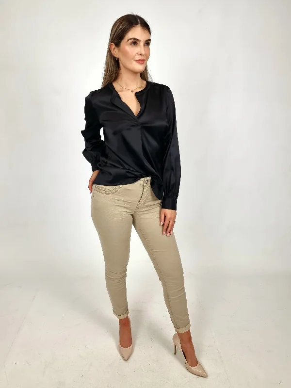 Mos Mosh Savannah Tan Regular Naomi Treasure Pants Monochromatic Office Style