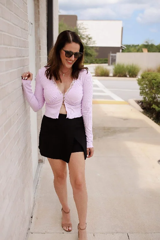 The Next It Ribbed Knit Top - Lavender Confident Women's High - fashion