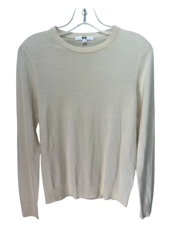Uniqlo Size S Cream Wool Scoop Neck Long Sleeve Top Sporty Women's Tennis
