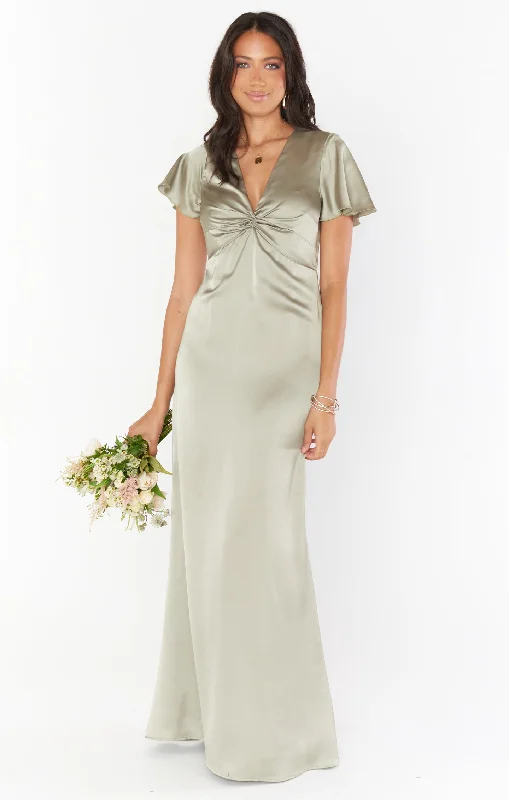 Rome Twist Gown ~ Moss Green Luxe Satin Artistic Women's Avant - 