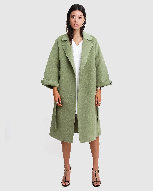 Stay Wild Oversized Wool Coat - Grass Classic Women's Tweed