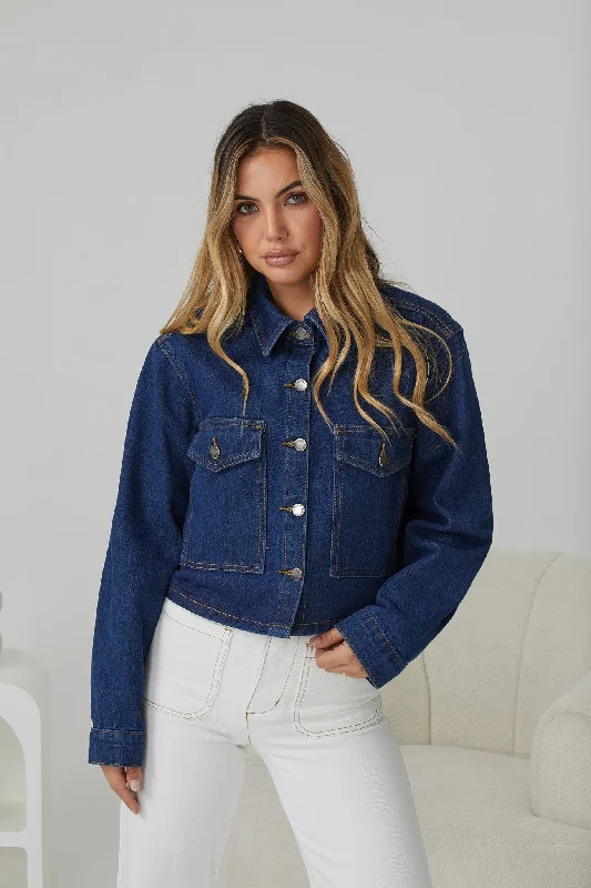 Ailee Jacket - Indigo Artistic Women's Hand - painted