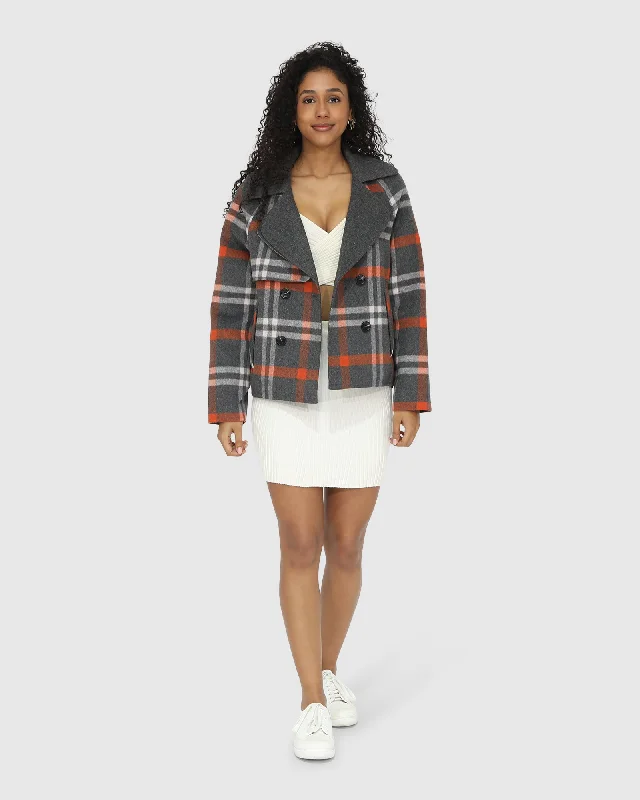 I'm Yours Wool Blend Peacoat - Charcoal Plaid Modern Women's 