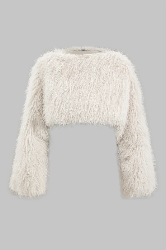 Furry Faux Fur Long-Sleeve Shirt Cozy Women's Winter