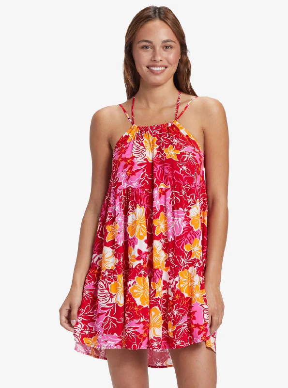 Evening Breeze Printed Tent Dress - Hilo Hibiscus Scandinavian