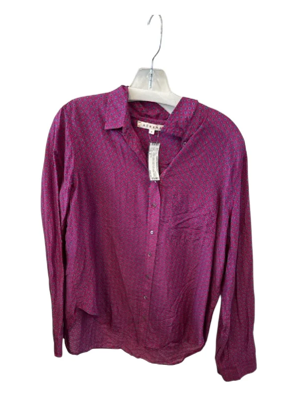XiRENA Size S Purple & Blue Cotton & Silk Long Sleeve Circles Button Down Top Dynamic Women's High - energy XiRENA Size S Purple & Blue Cotton & Silk Long Sleeve Circles Button Down Top Dynamic Women's High - energy