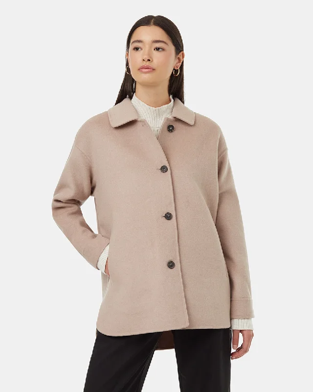 Wool Button Front Coat Earthy Women's 
