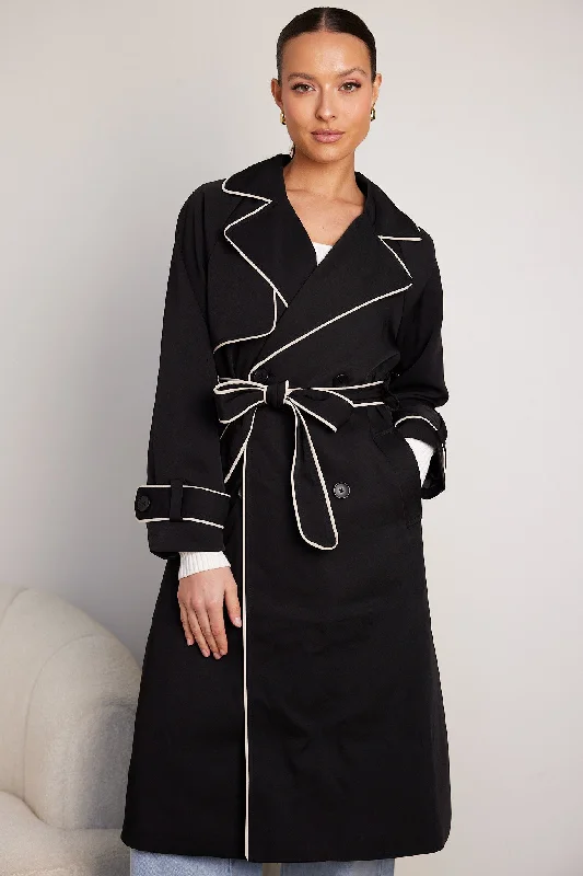 Sebasta Trench Coat - Black Multi Athletic Women's 