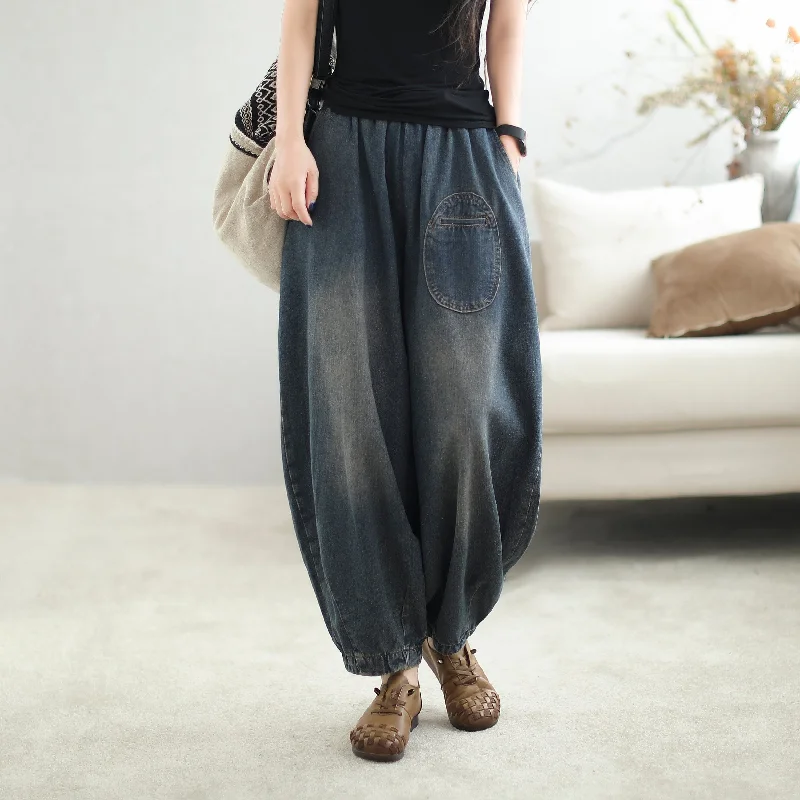 Autumn Loose Retro Cotton Harem Jeans Casual Women's Loose - fitting