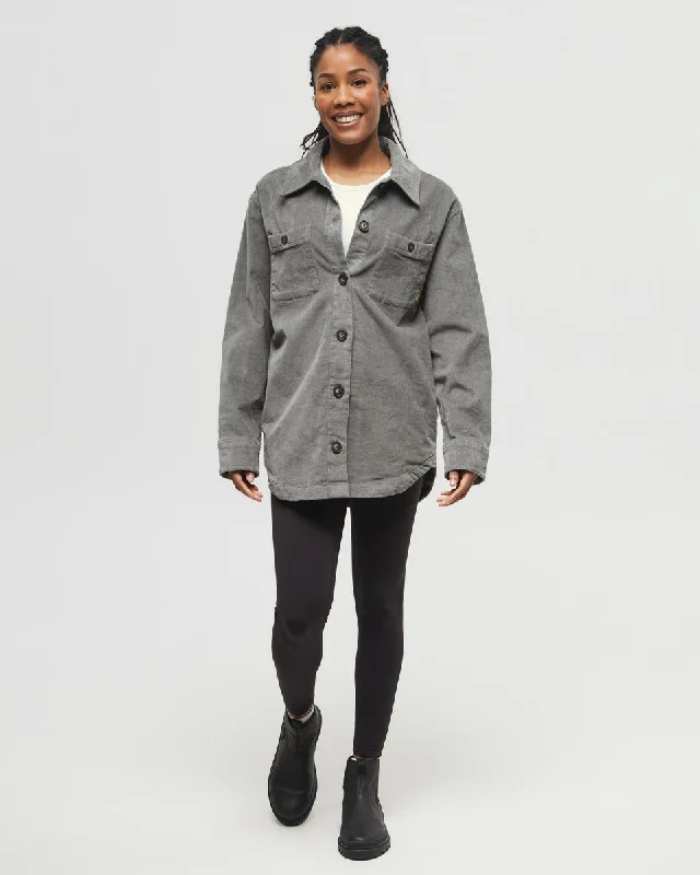 EcoStretch Corduroy Shacket Casual Women's Japanese 