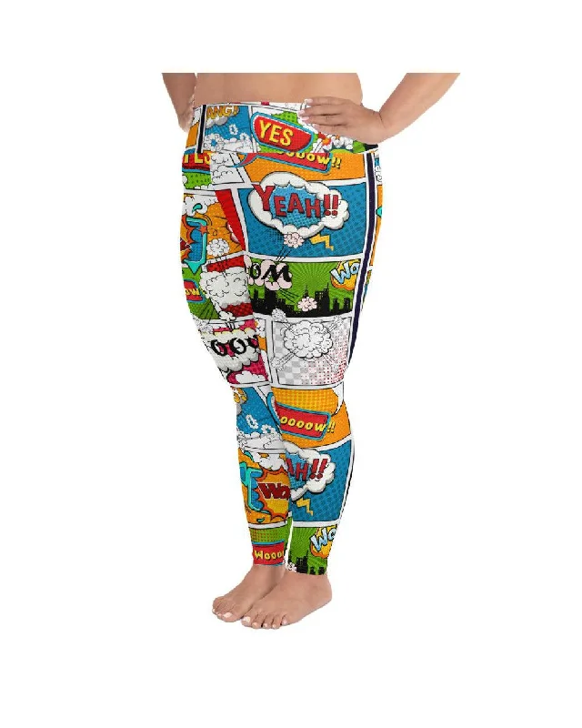 Comic Book Super Hero Plus Size Leggings Edgy Women's Punk