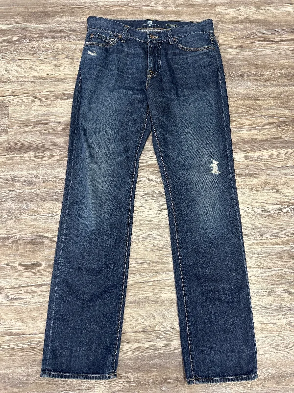 Jeans Designer By 7 For All Mankind In Blue Denim, Size: 14 Hip Women's Urban