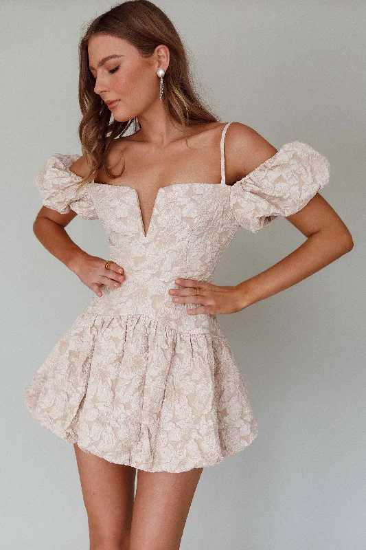 Mon Bebe Drop Waist Mini Dress Sand performance