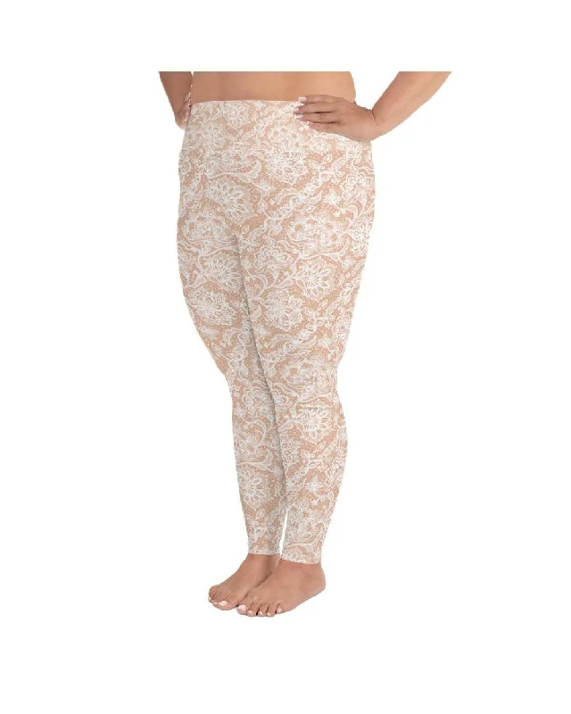 White Faux Lace Plus Size Leggings Sharp Women's Italian