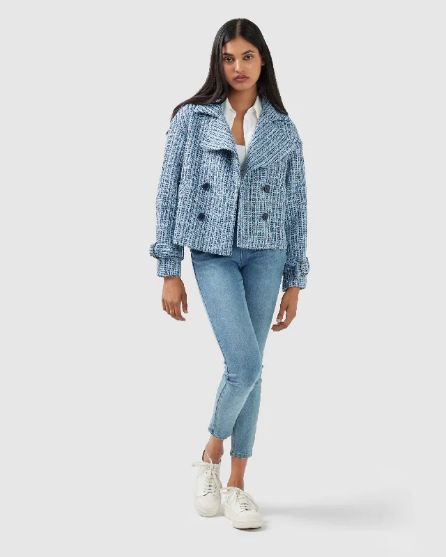 Power Over Me Tweed Jacket - Blue Vacation