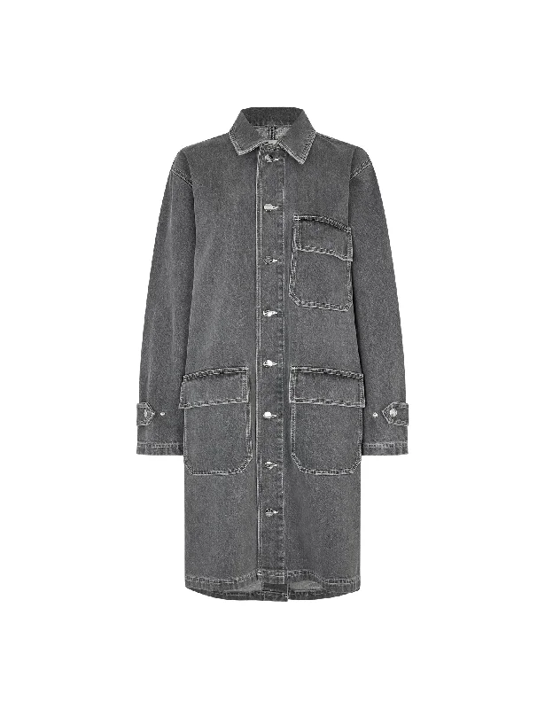 Grey Denim Jeiru Coat, Grey Youthful Women's Anime - inspired