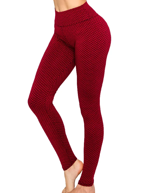 Textured 3D Booty Yoga Pants - High Waist Compression Butt Lift Checkered Pants Earthy Women's Hemp - based
