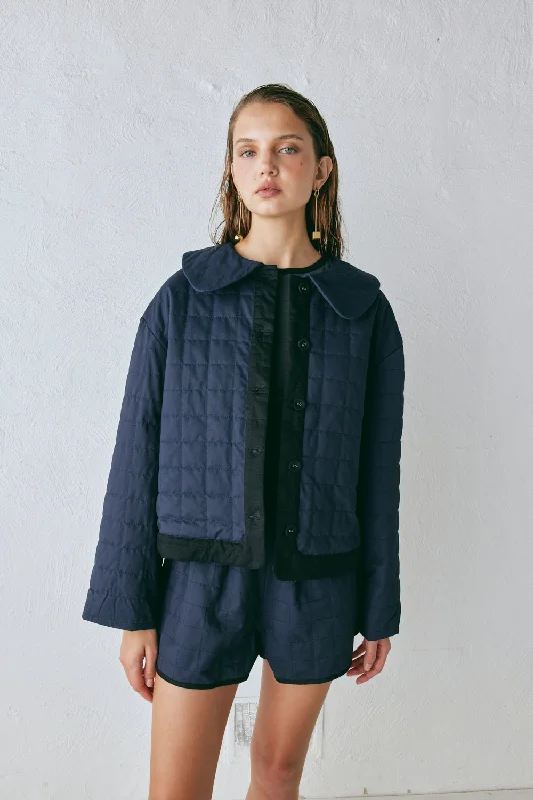 Yvette Jacket Navy Polished Women's Silk