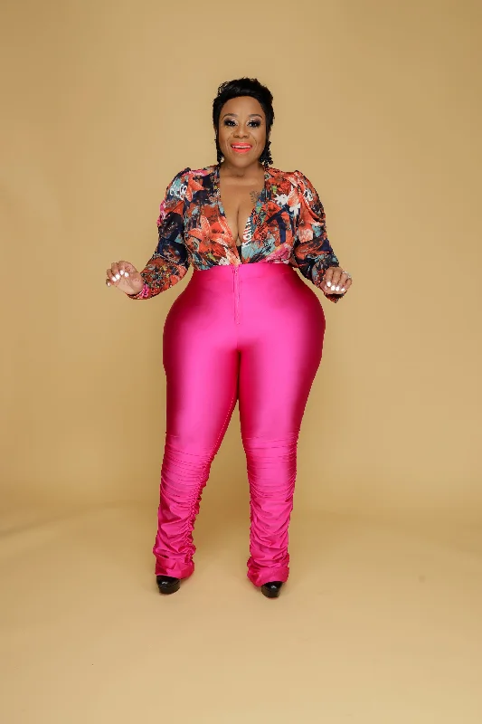 Pink Ruched Zipper Pants Earthy Women's Hemp - based