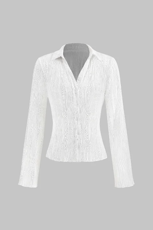 Textured Button Long-Sleeve Shirt Earthy Women's 