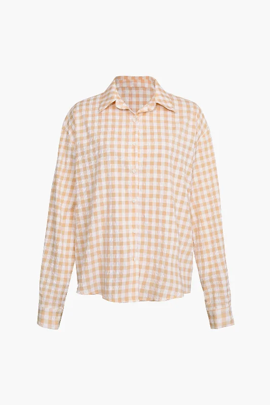 Checked Print Buttons Down Shirt European