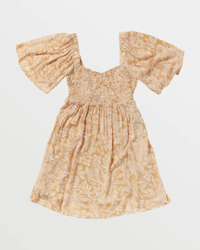 Golden Dawn Dress - Egret Soft Tropics Vintage Women's 1970S 