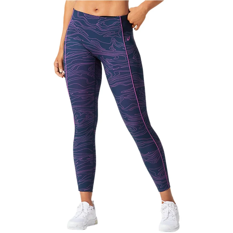 ASICS Womens Piping Graphic Compression Athletic Pants, Blue, Small Street