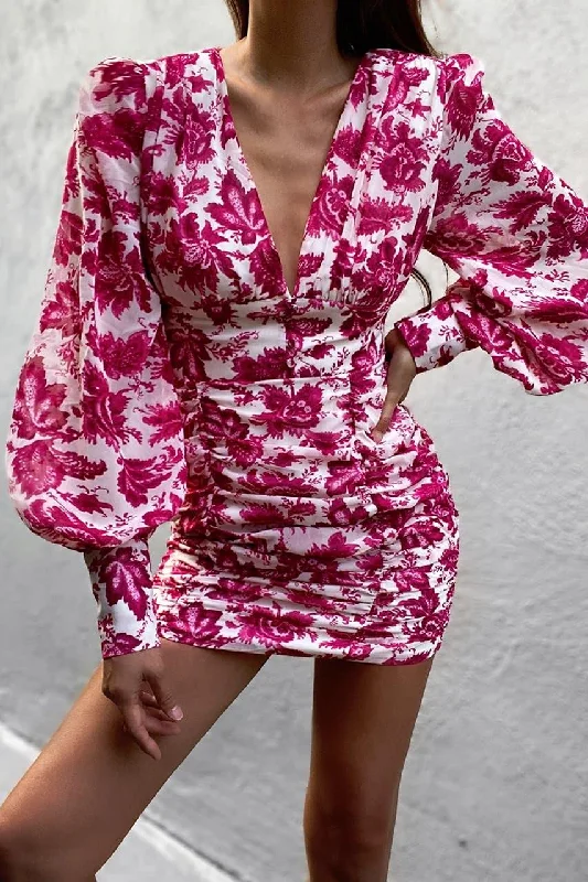 Stevin Dress - Hot Pink Floral Classic Women's Tweed