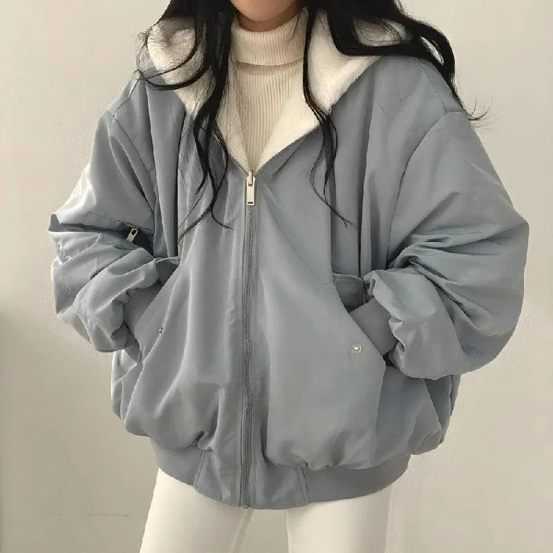 Teddy Reversible Hooded Jacket Trendy Women's 