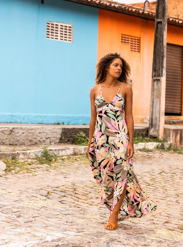 Riviera Nights Dress - Anthracite Palm Song Sleek Women's 