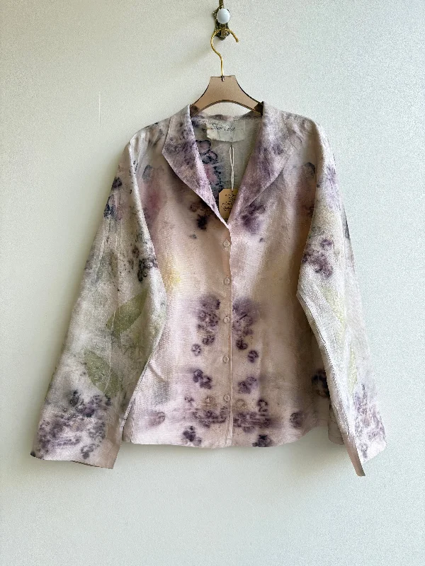 Pale Pink Silk Button Up Shirt/Jacket w/ Covered Buttons (Reworked) Traditional Women's Wool Pale Pink Silk Button Up Shirt/Jacket w/ Covered Buttons (Reworked) Traditional Women's Wool