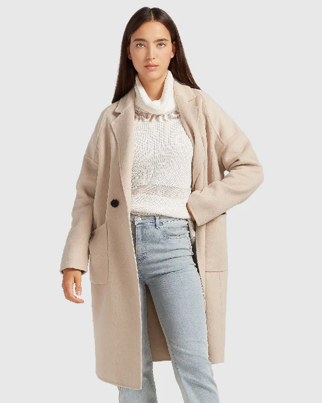 Publisher Double-Breasted Wool Blend Coat - Sand Stylish Women's Tropical 