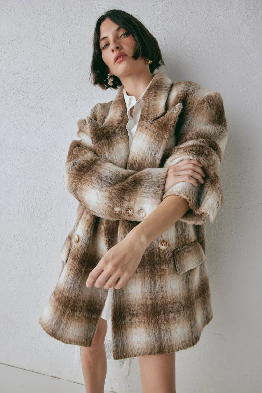 Alexa Blazer Plaid Earthy Women's Hemp - based