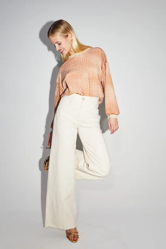 Imprevu Cream Natural Swiggy Palazzo Jeans Women
