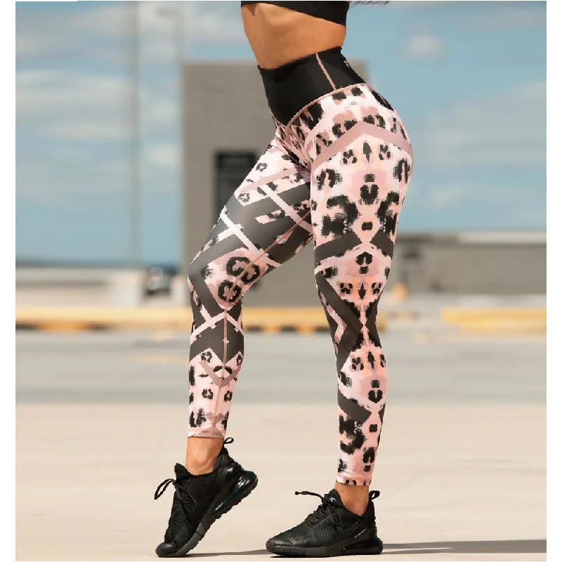 Painted Diamond Leopard Print Tights Cozy Women's Sherpa - lined