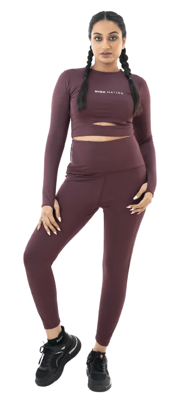 Wine Red Active Co-Ord Set Bold Women's Animal Print