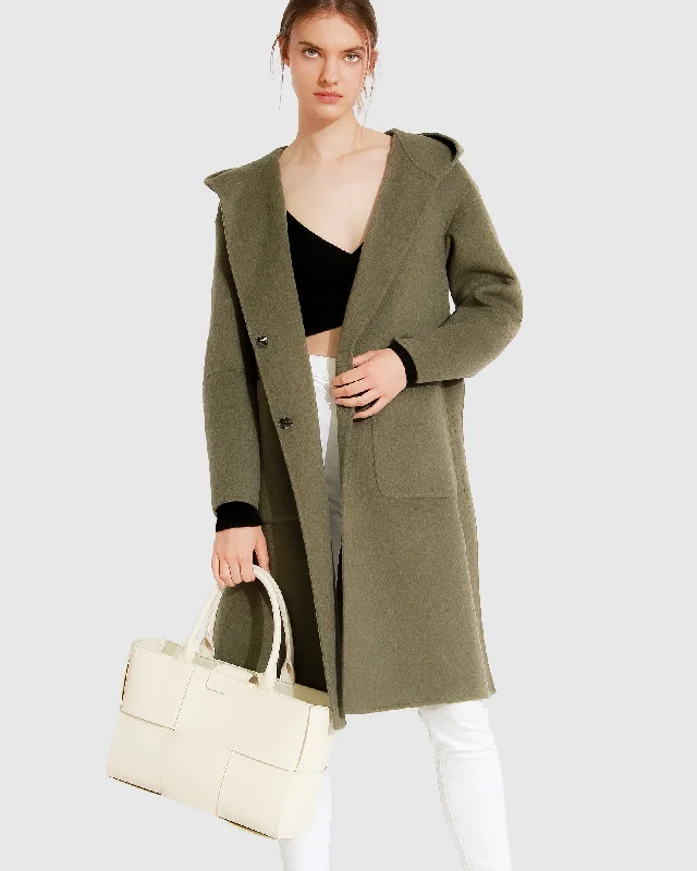 Walk This Way Wool Blend Oversized Coat - Army Green Rugged Women's Outdoor 