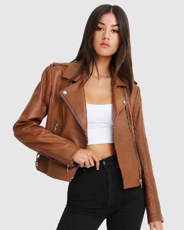 Just Friends Leather Jacket - Brown Scandinavian