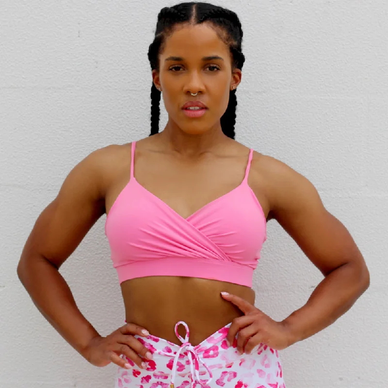 Candy Wrap Front Sports Bra Trendy Women's 