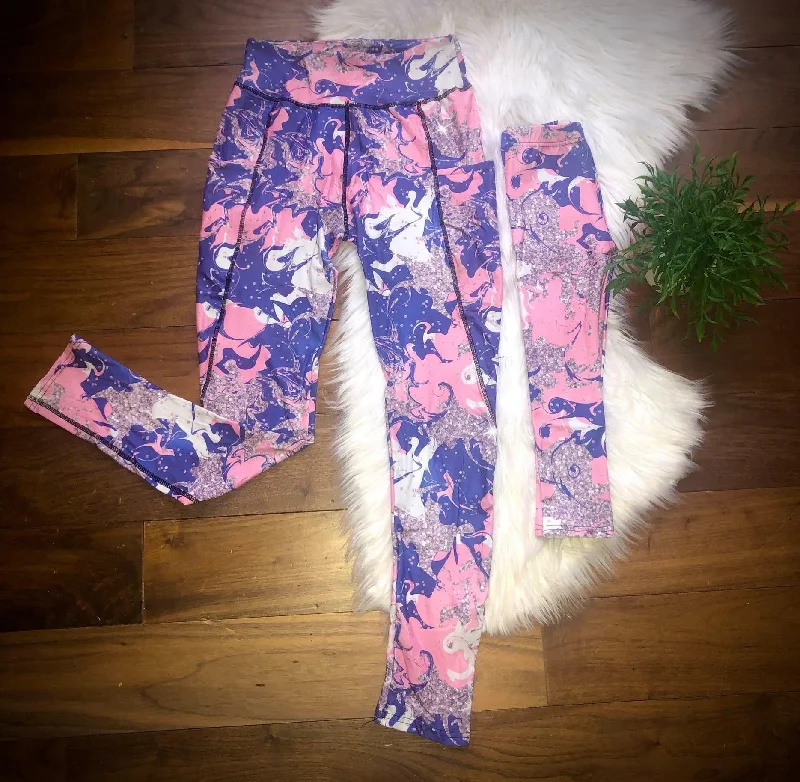 Mommy & Me Glitter Marble Leggings Sharp Women's Italian