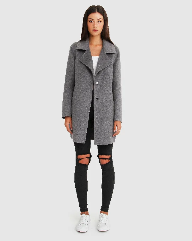 NEW FIT Ex-Boyfriend Wool Blend Oversized Jacket - Dark Grey Trendy Women's 