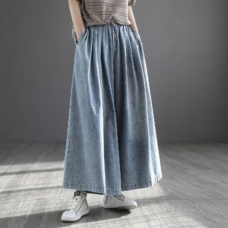 Women Autumn Loose Wide Leg Cotton Jeans Hip Women's Retro